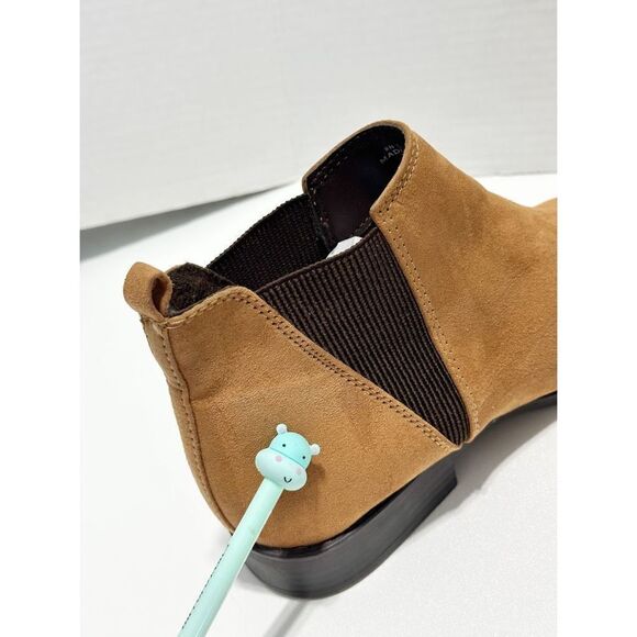 Primark Boots Slip On Faux Suede Pointed Toe Low Heeled Ankle Booties Tan 9 - Picture 12 of 16